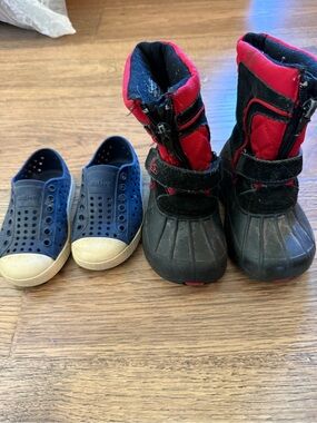Unbranded Kids Black & Red Winter Boots - Insulated Waterproof Design